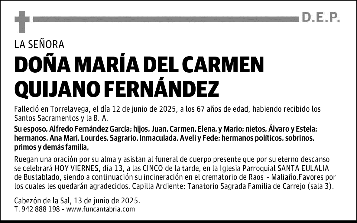 DOÑA MARÍA DEL CARMEN QUIJANO FERNÁNDEZ