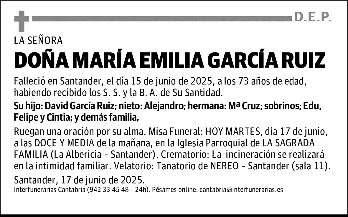 DOÑA MARÍA EMILIA GARCÍA RUIZ