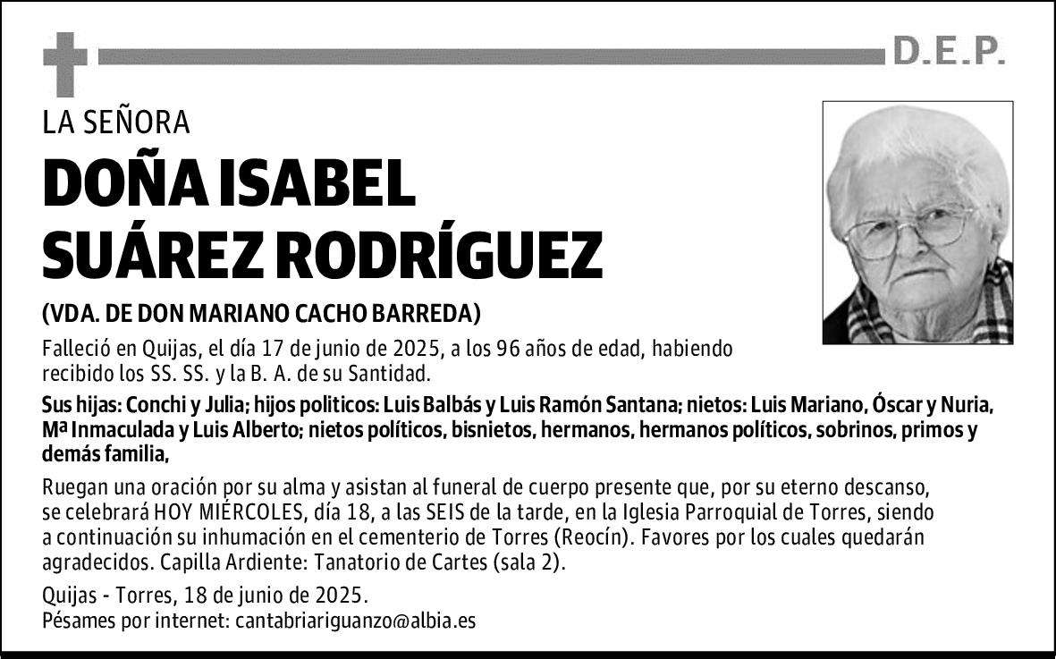 DOÑA ISABEL SUÁREZ RODRÍGUEZ