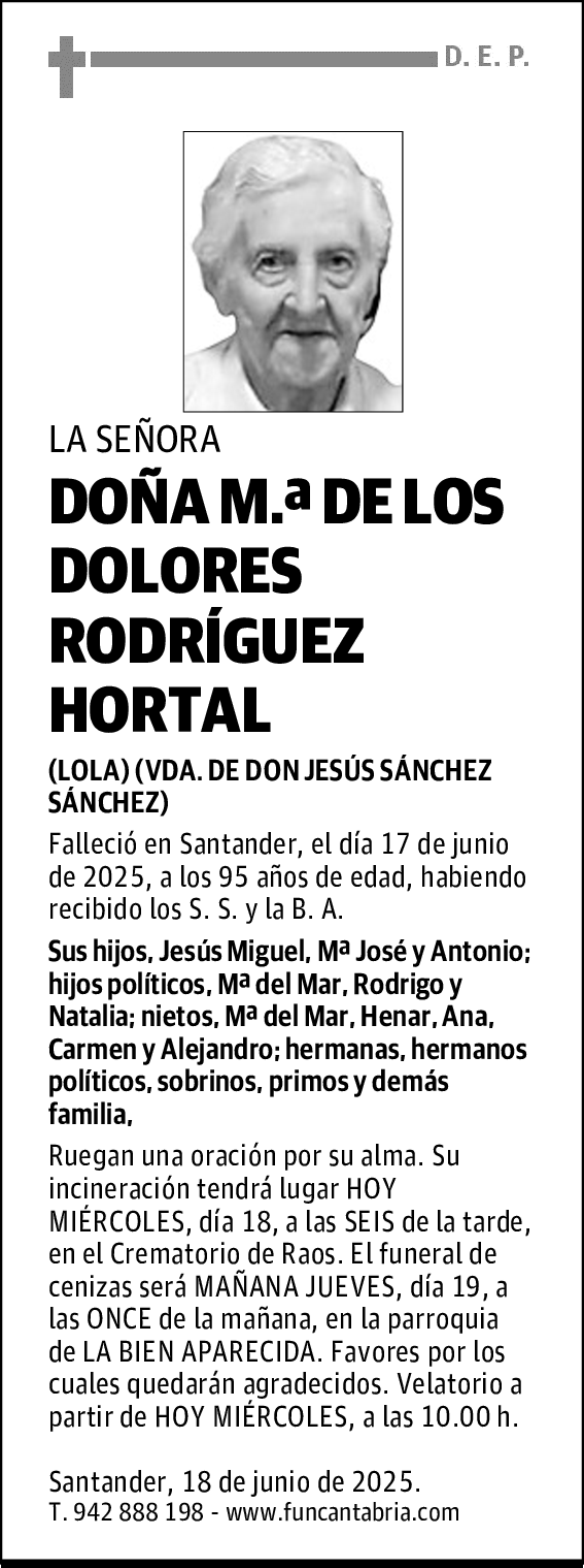 DOÑA M.ª DE LOS DOLORES RODRÍGUEZ HORTAL