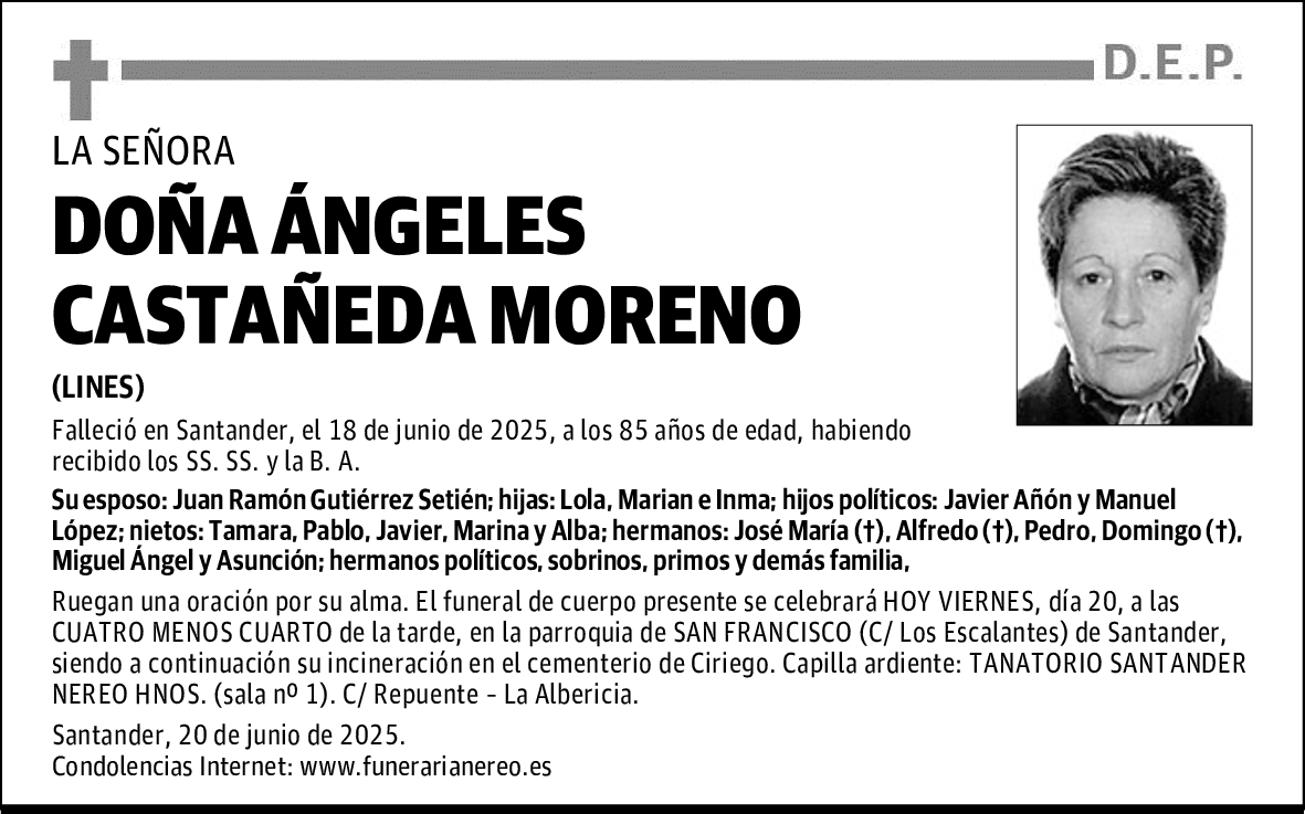 DOÑA ÁNGELES CASTAÑEDA MORENO