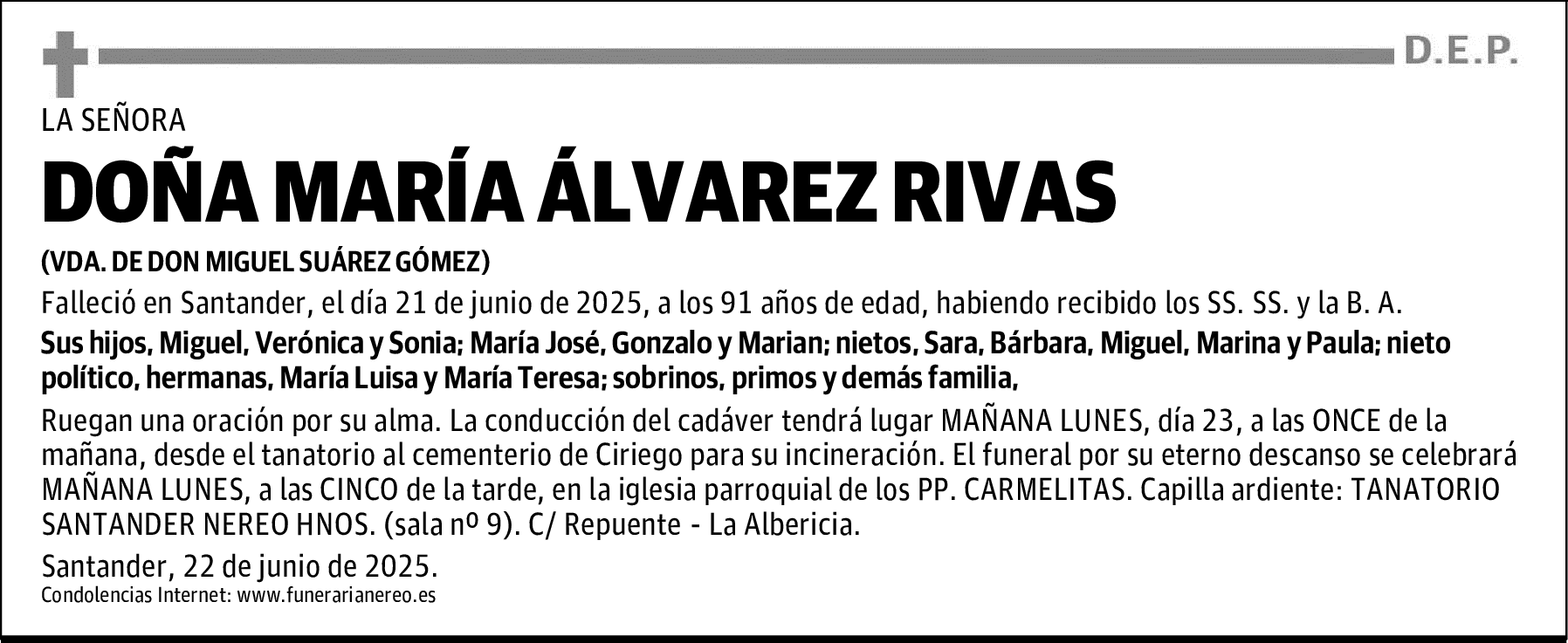 DOÑA MARÍA ÁLVAREZ RIVAS