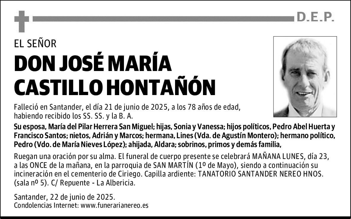 DON JOSÉ MARÍA CASTILLO HONTAÑÓN