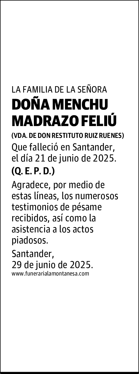 DOÑA MENCHU MADRAZO FELIÚ