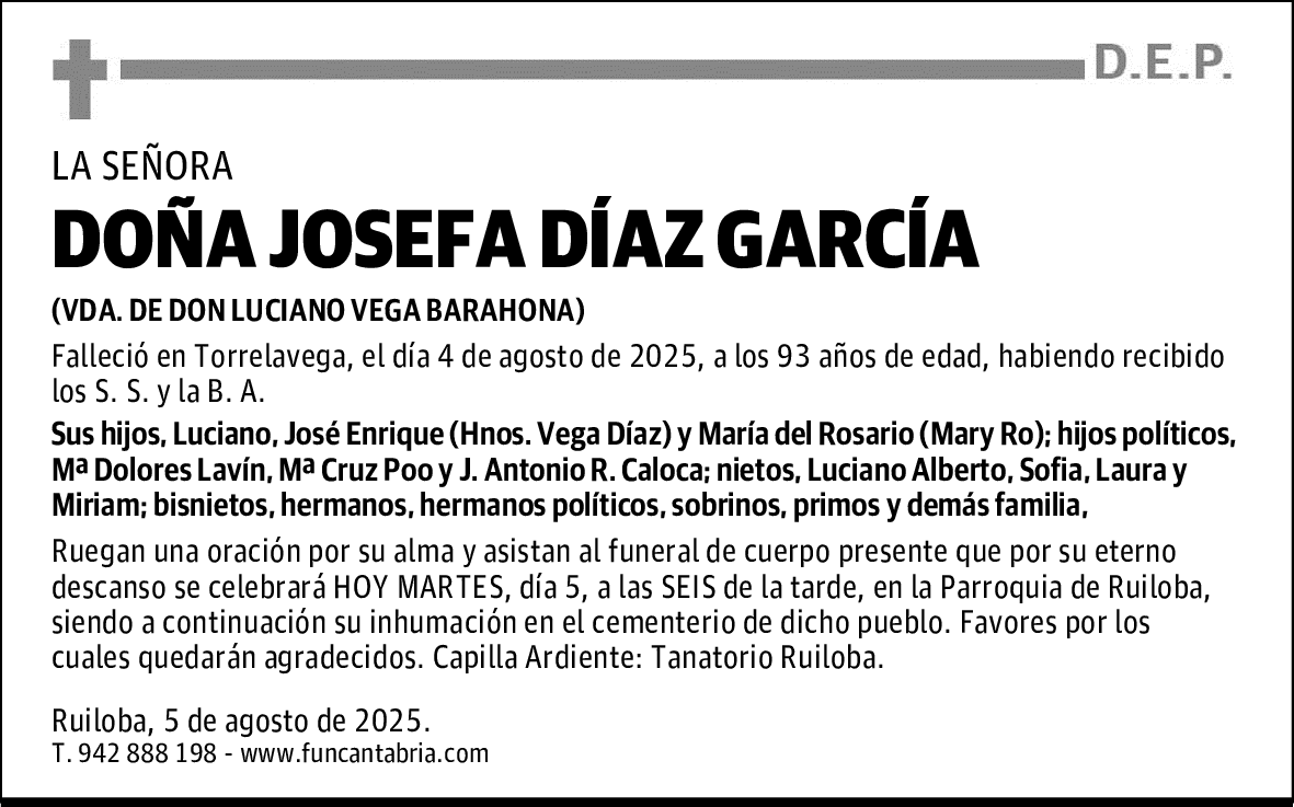 DOÑA JOSEFA DÍAZ GARCÍA