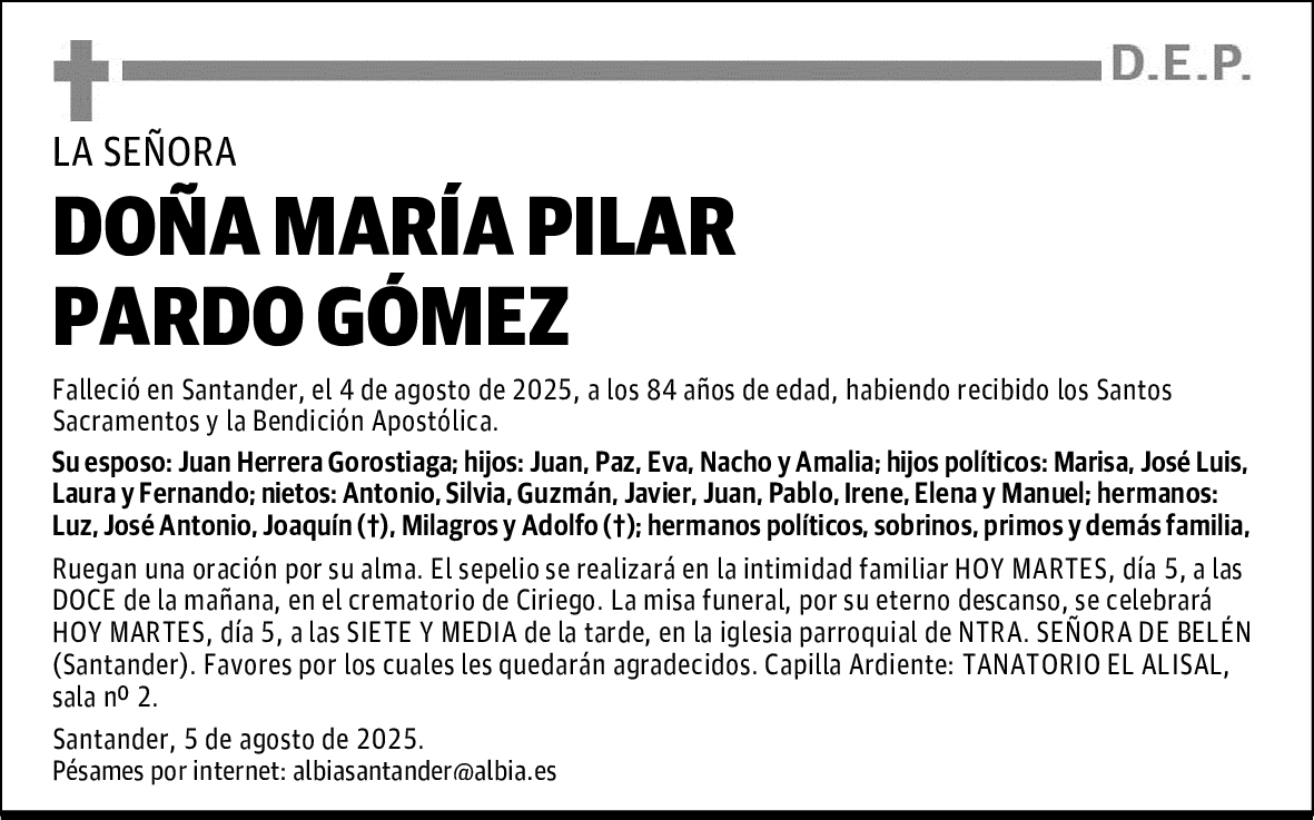 DOÑA MARÍA PILAR PARDO GÓMEZ