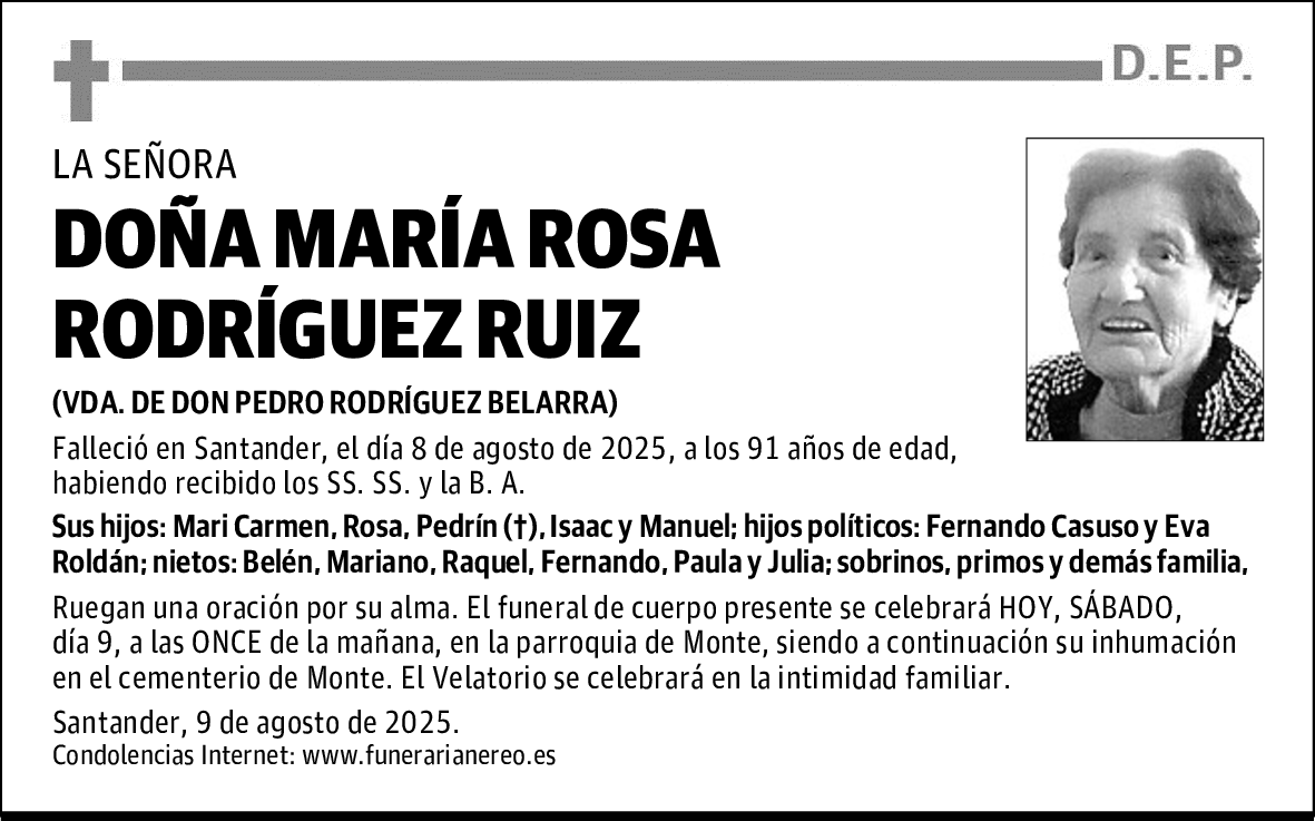 DOÑA MARÍA ROSA RODRÍGUEZ RUIZ