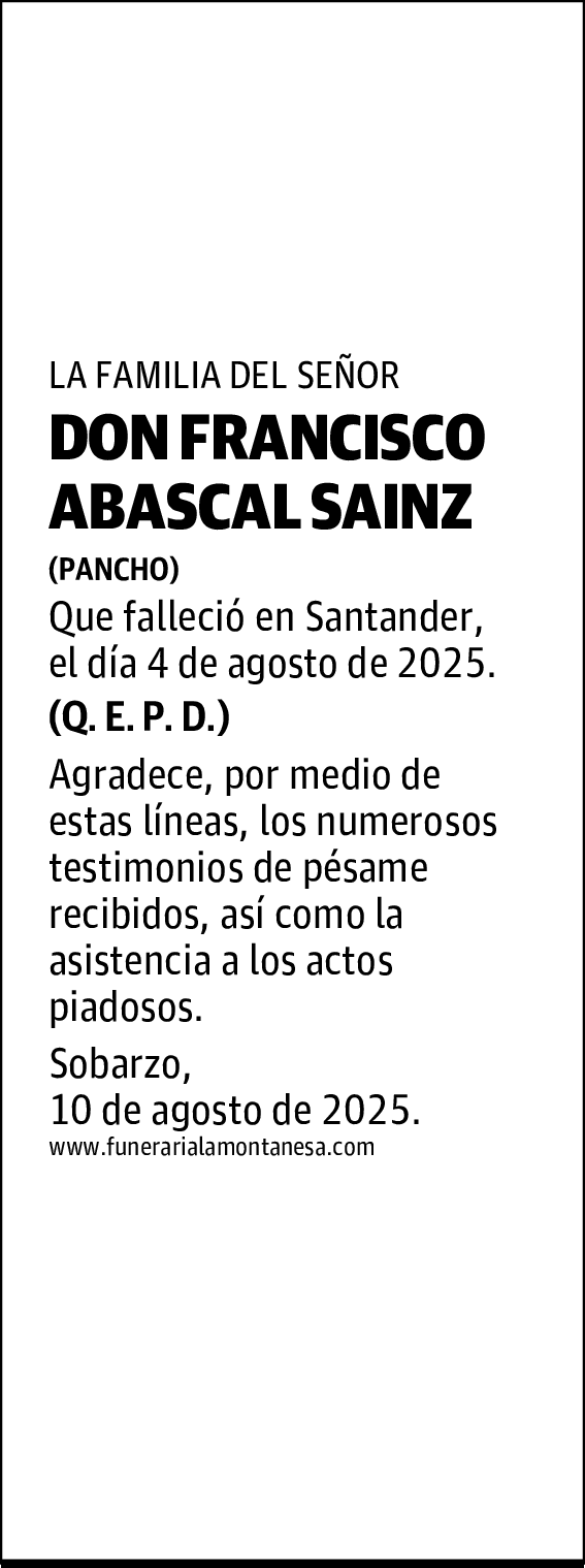 DON FRANCISCO ABASCAL SAINZ