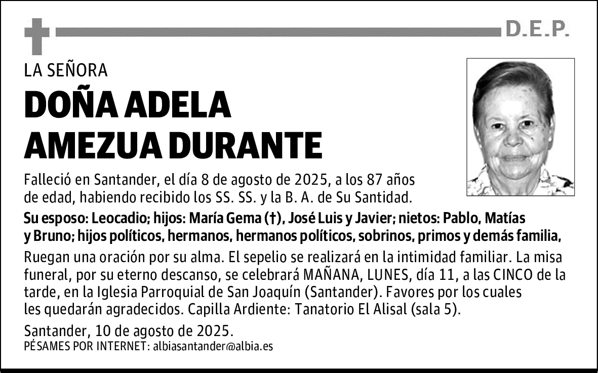 DOÑA ADELA AMEZUA DURANTE