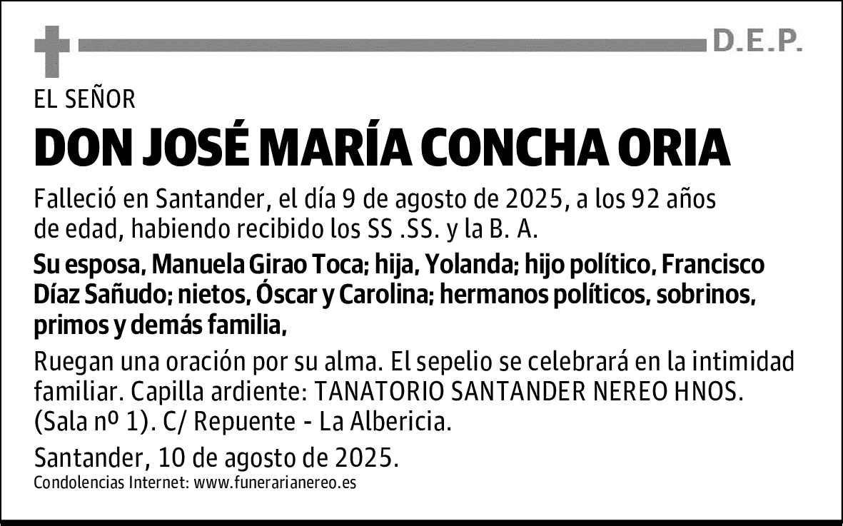 DON JOSÉ MARÍA CONCHA ORIA