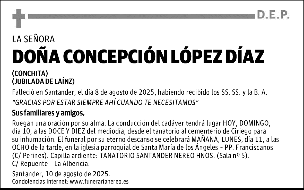 DOÑA CONCEPCIÓN LÓPEZ DÍAZ