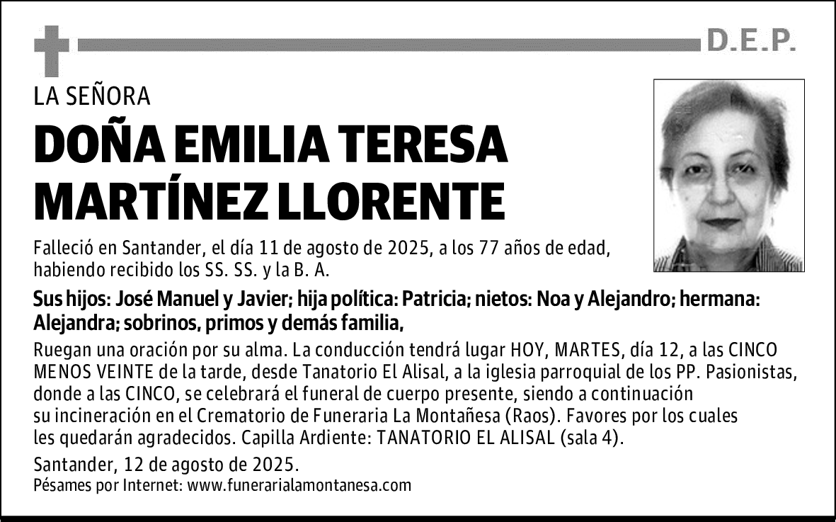 DOÑA EMILIA TERESA MARTÍNEZ LLORENTE