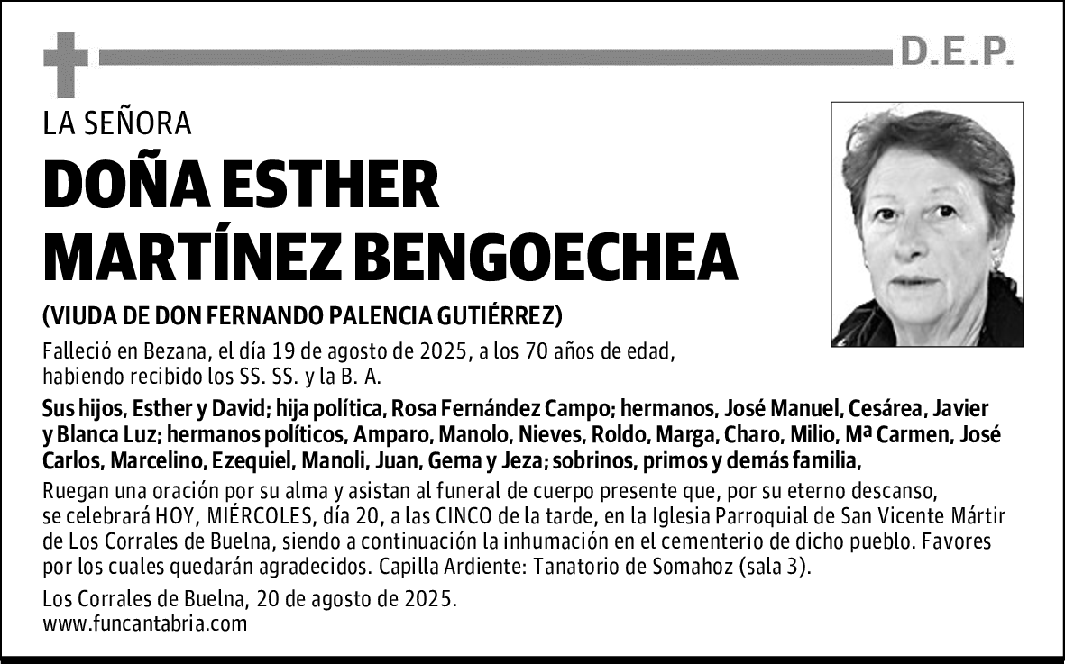 DOÑA ESTHER MARTÍNEZ BENGOECHEA
