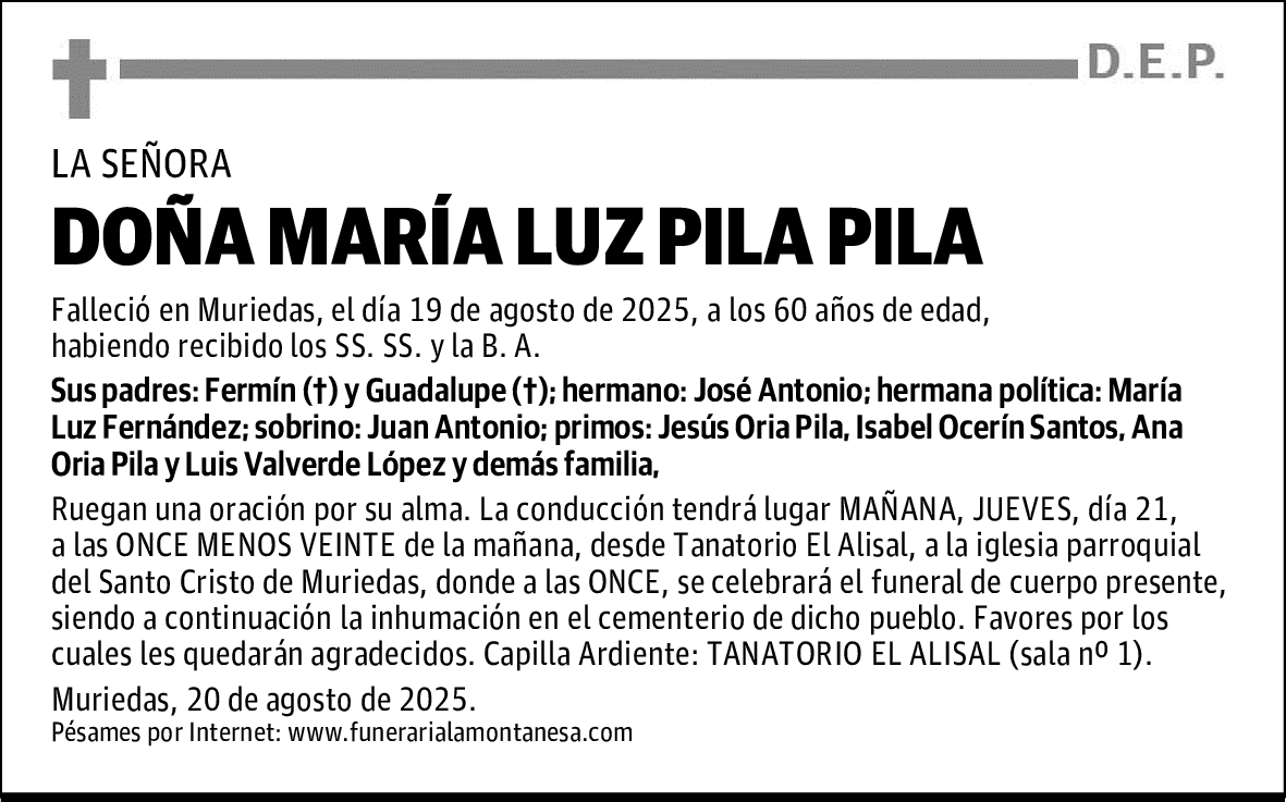 DOÑA MARÍA LUZ PILA PILA