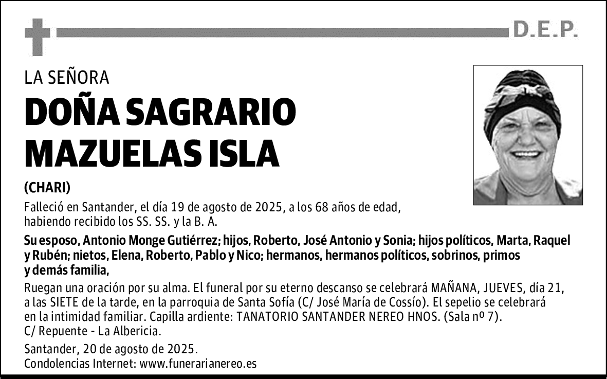 DOÑA SAGRARIO MAZUELAS ISLA