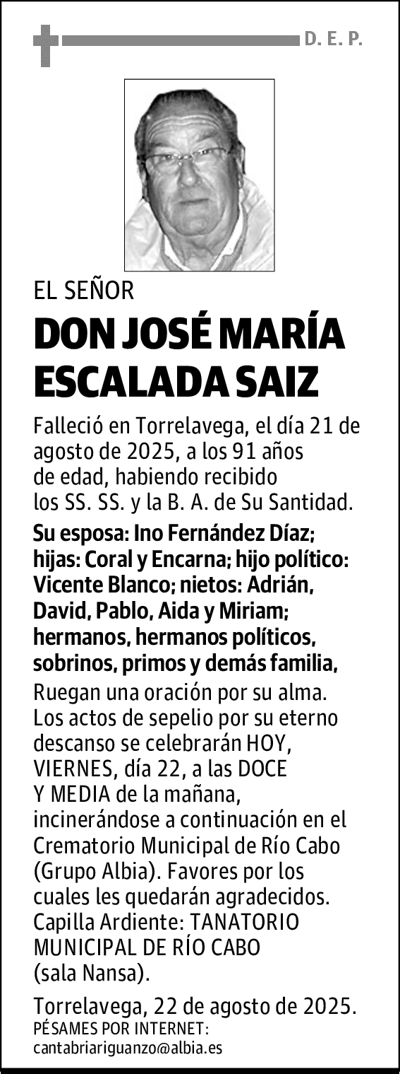 DON JOSÉ MARÍA ESCALADA SÁIZ
