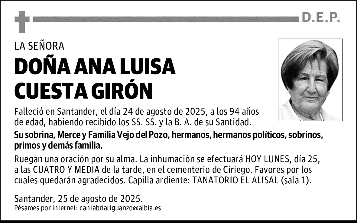 DOÑA ANA LUISA CUESTA GIRÓN