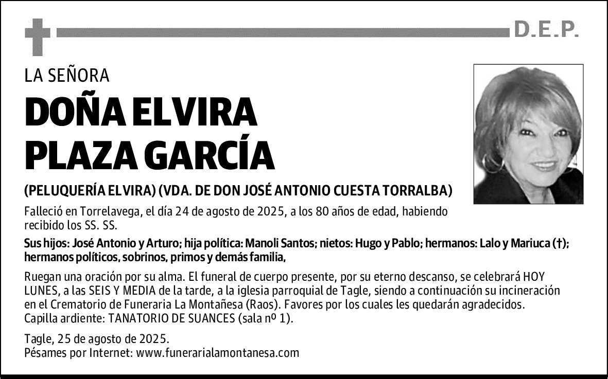 DOÑA ELVIRA PLAZA GARCÍA