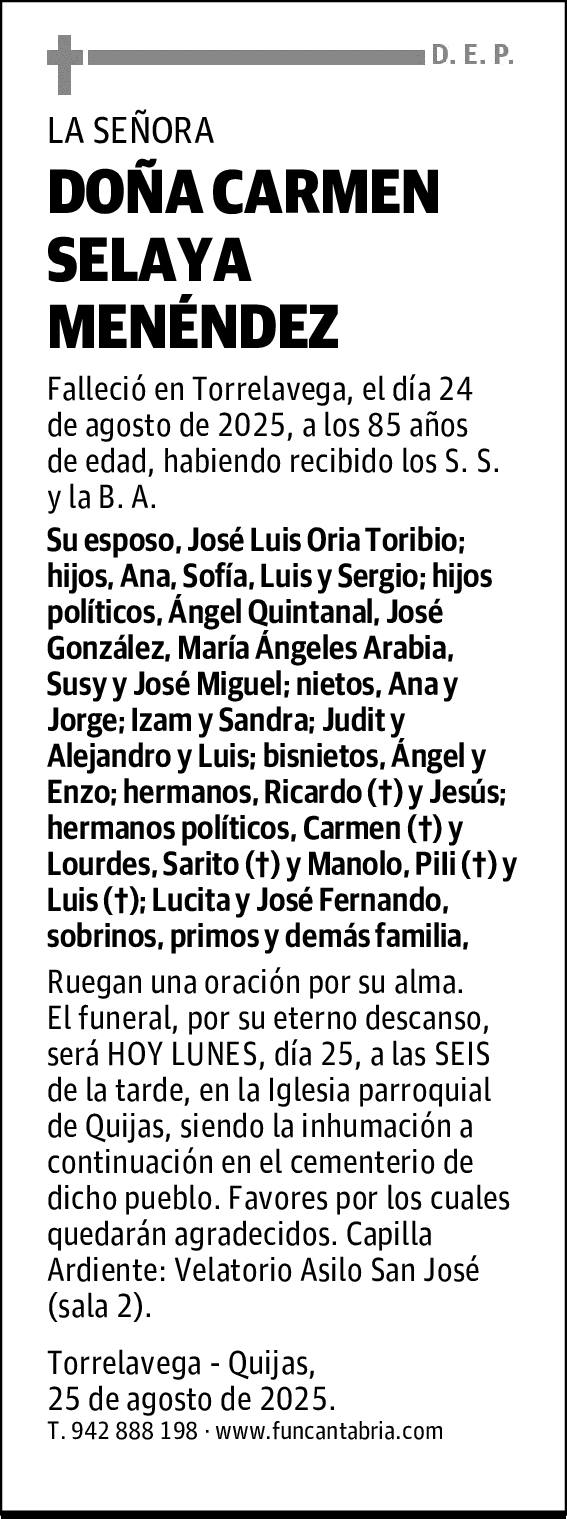 DOÑA CARMEN SELAYA MENÉNDEZ