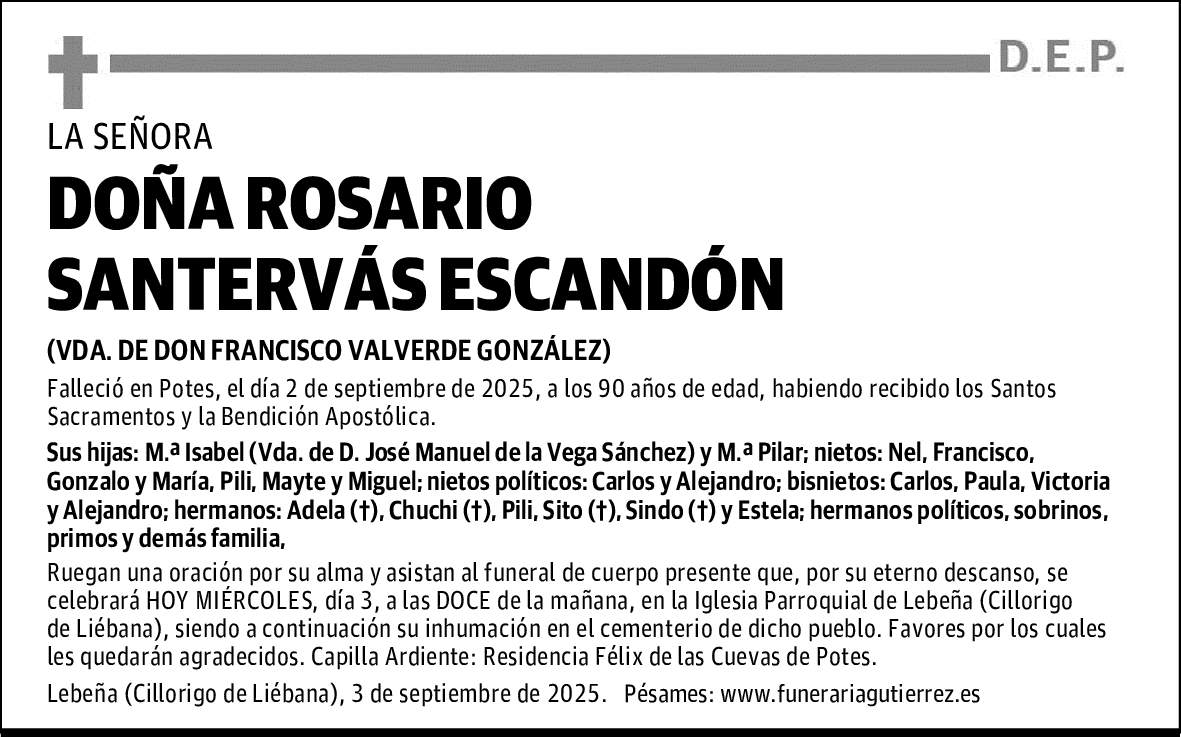 DOÑA ROSARIO SANTERVÁS ESCANDÓN