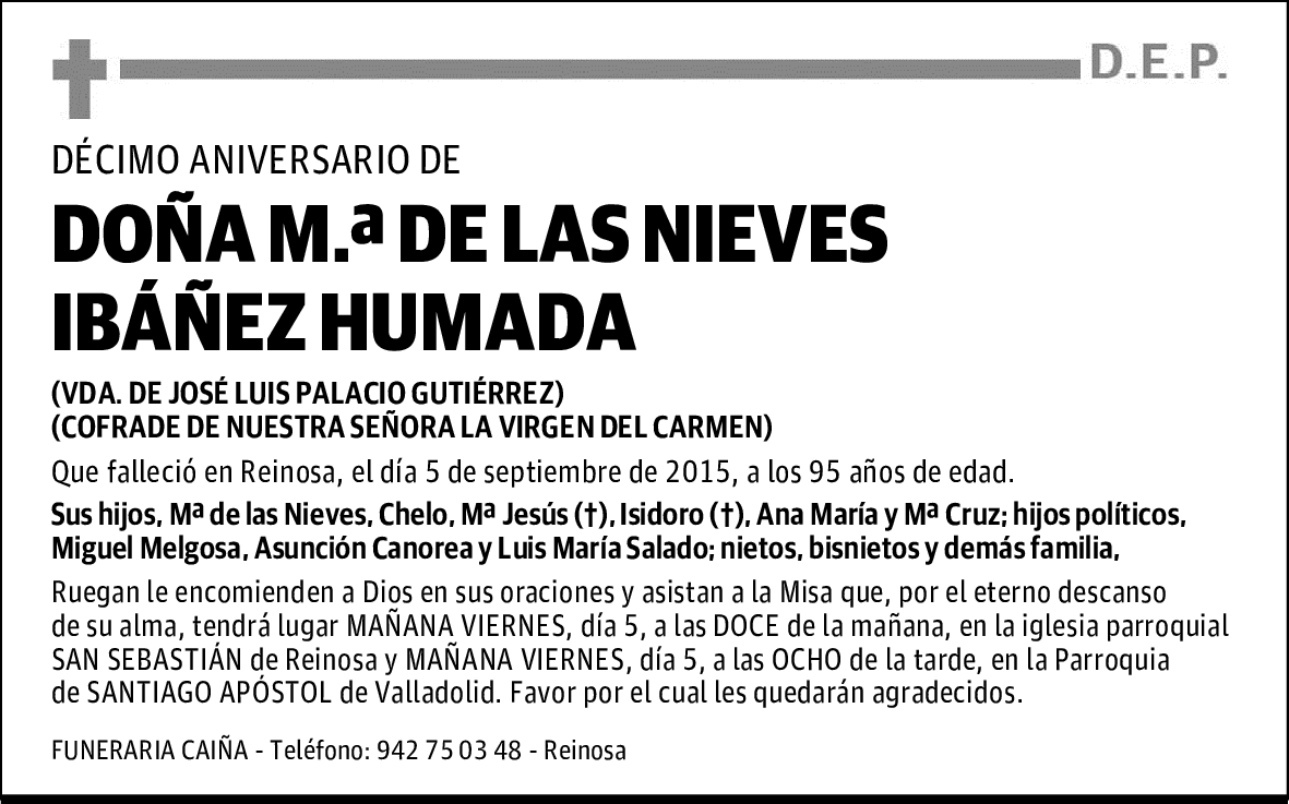 DOÑA M.ª DE LAS NIEVES IBÁÑEZ HUMADA