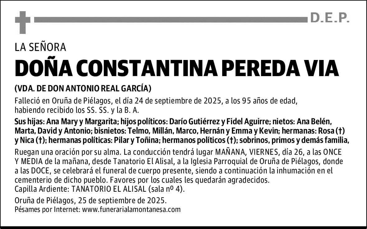 DOÑA CONSTANTINA PEREDA VIA