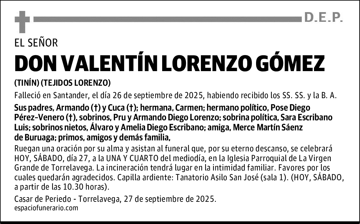 DON VALENTÍN LORENZO GÓMEZ