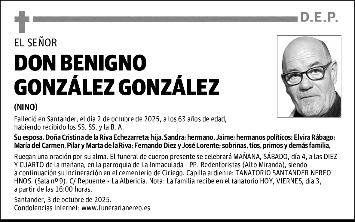 DON BENIGNO GONZÁLEZ GONZÁLEZ