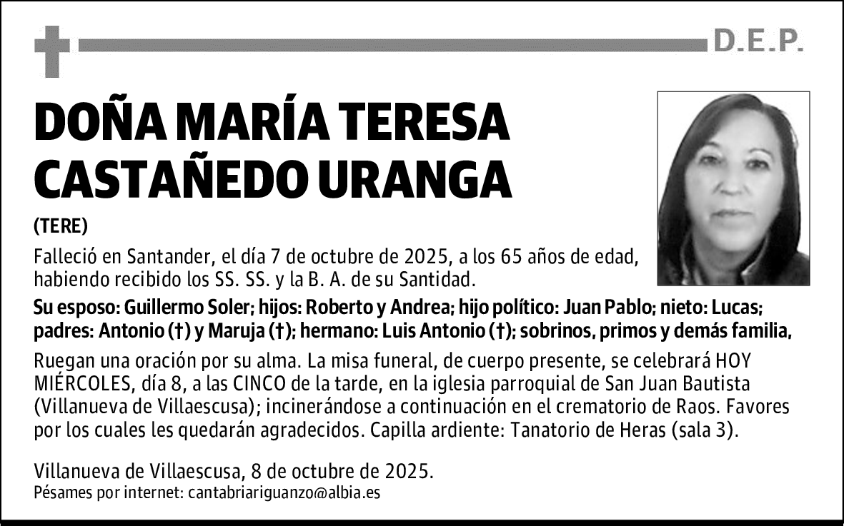 DOÑA MARÍA TERESA CASTAÑEDO URANGA