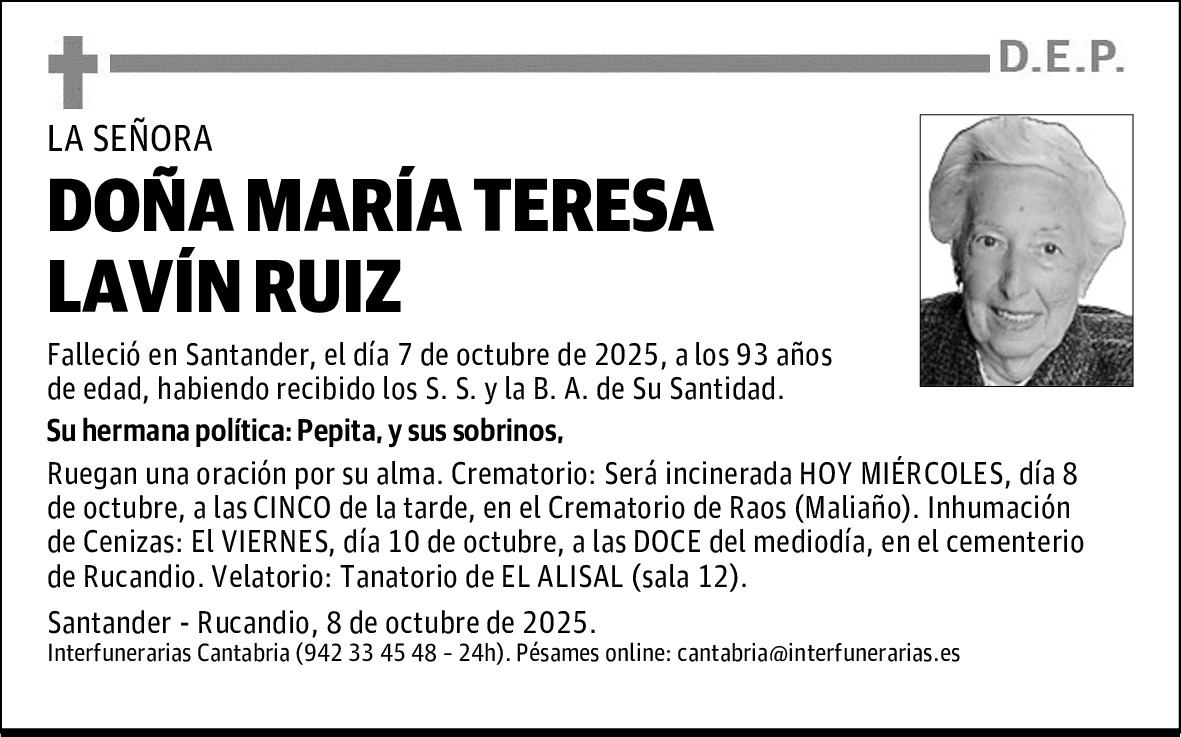DOÑA MARÍA TERESA LAVÍN RUIZ