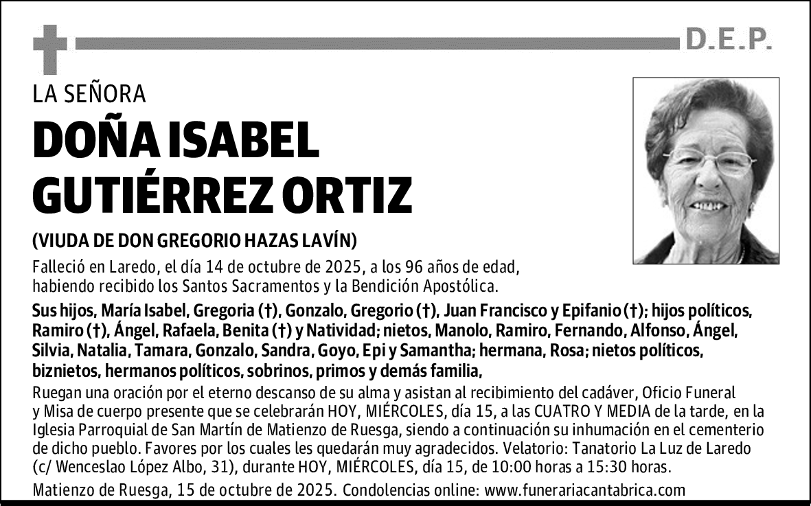 DOÑA ISABEL GUTIÉRREZ ORTIZ