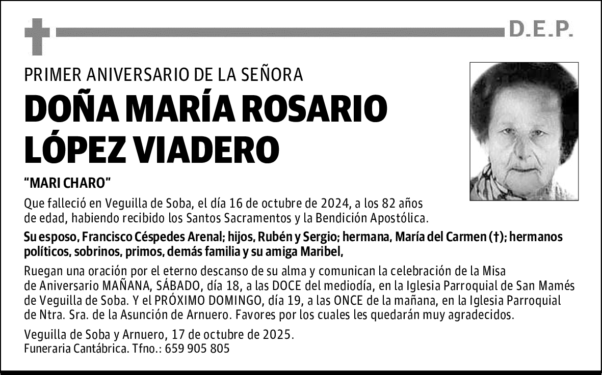 DOÑA MARÍA ROSARIO LÓPEZ VIADERO