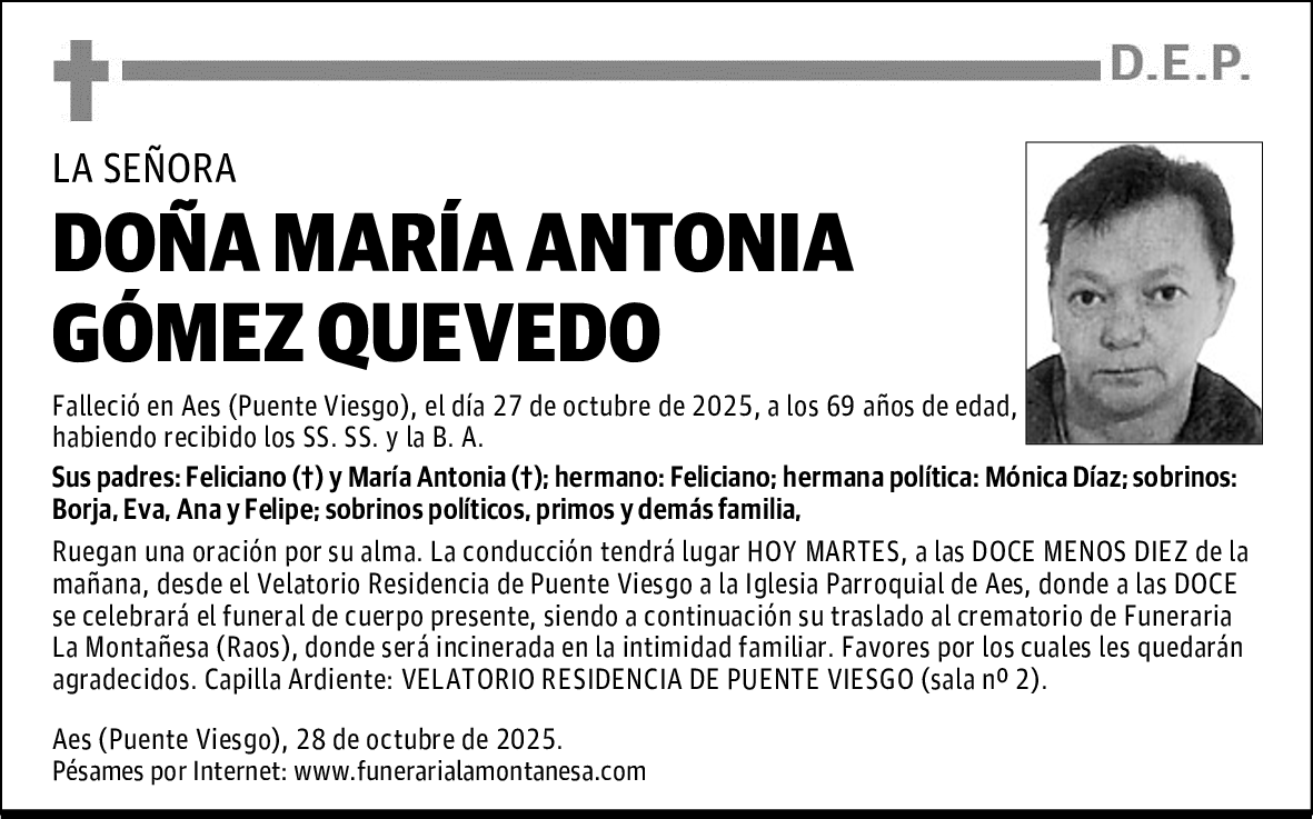 DOÑA MARÍA ANTONIA GÓMEZ QUEVEDO