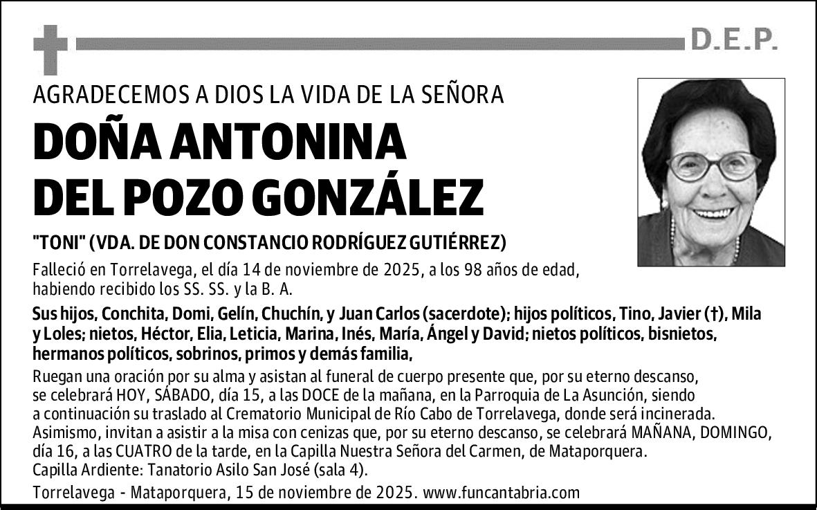 DOÑA ANTONINA DEL POZO GONZÁLEZ