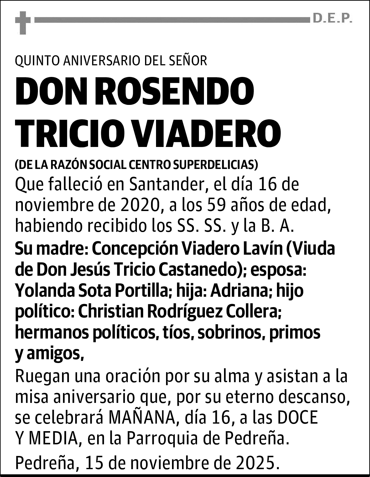 DON ROSENDO TRICIO VIADERO