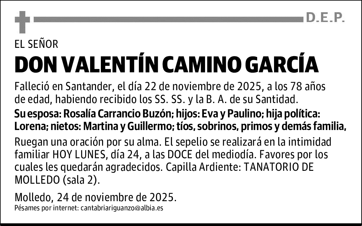 DON VALENTÍN CAMINO GARCÍA