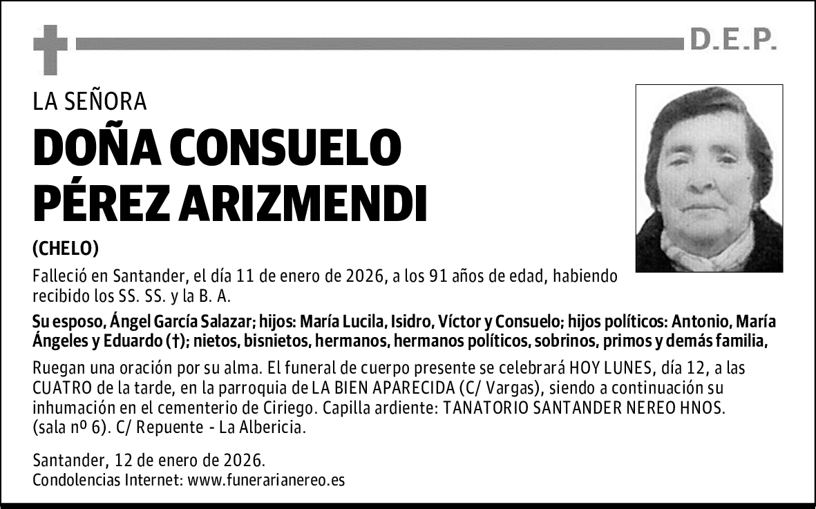 DOÑA CONSUELO PÉREZ ARIZMENDI