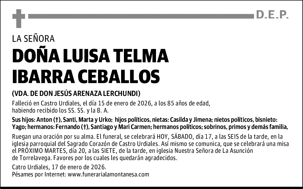 DOÑA LUISA TELMA IBARRA CEBALLOS