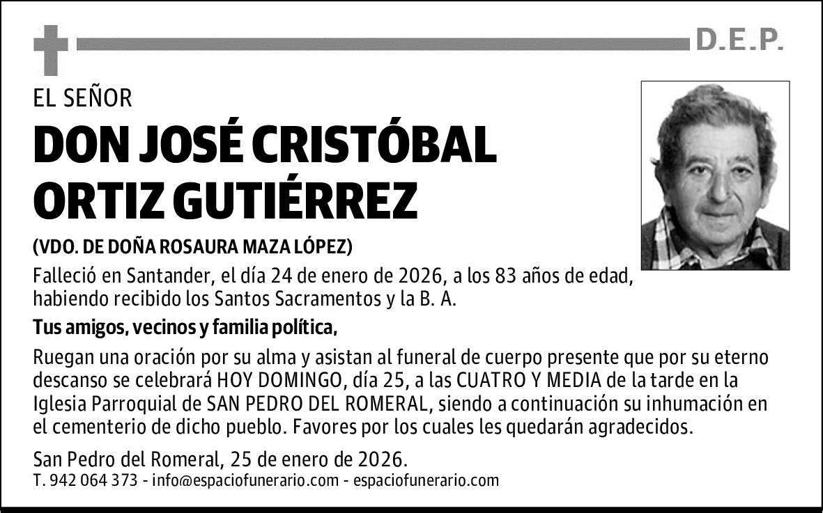 DON JOSÉ CRISTÓBAL ORTIZ GUTIÉRREZ