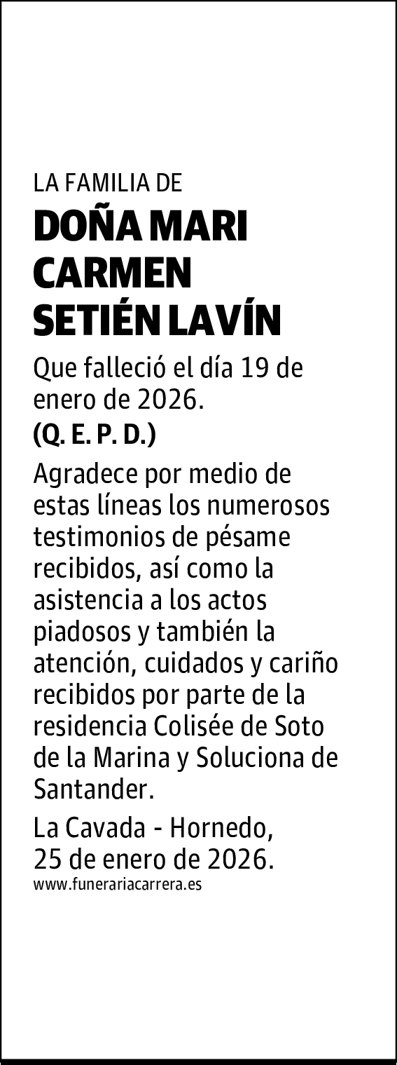 DOÑA MARI CARMEN SETIÉN LAVÍN