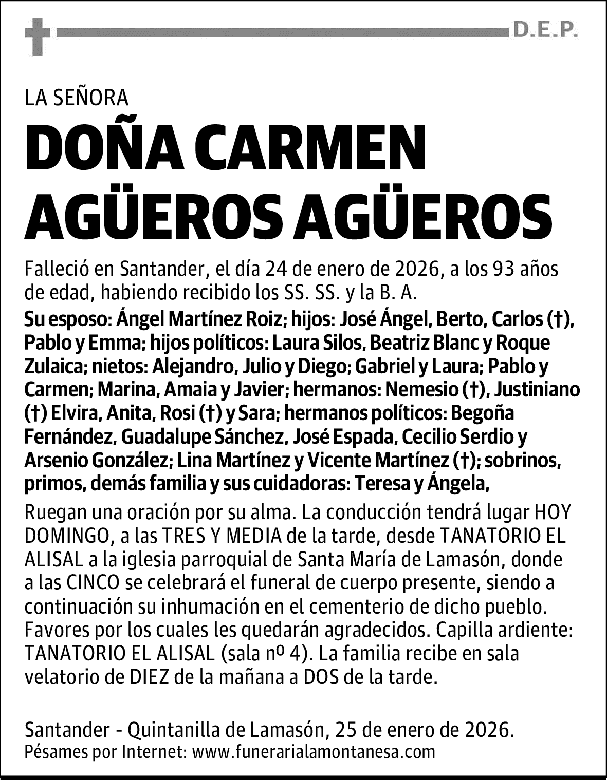 DOÑA CARMEN AGÜEROS AGÜEROS