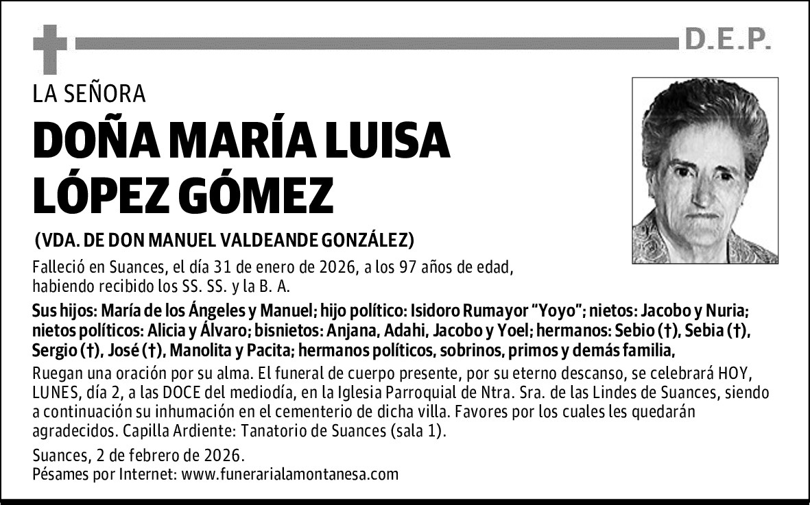 DOÑA MARÍA LUISA LÓPEZ GÓMEZ