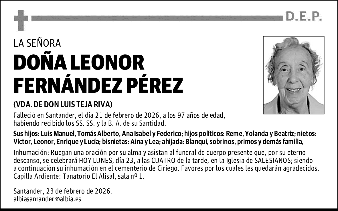 DOÑA LEONOR FERNÁNDEZ PÉREZ