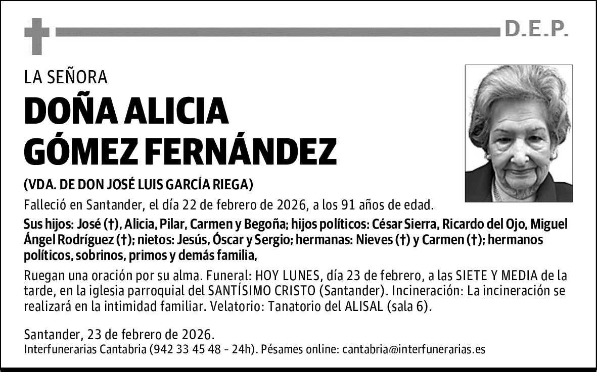 DOÑA ALICIA GÓMEZ FERNÁNDEZ