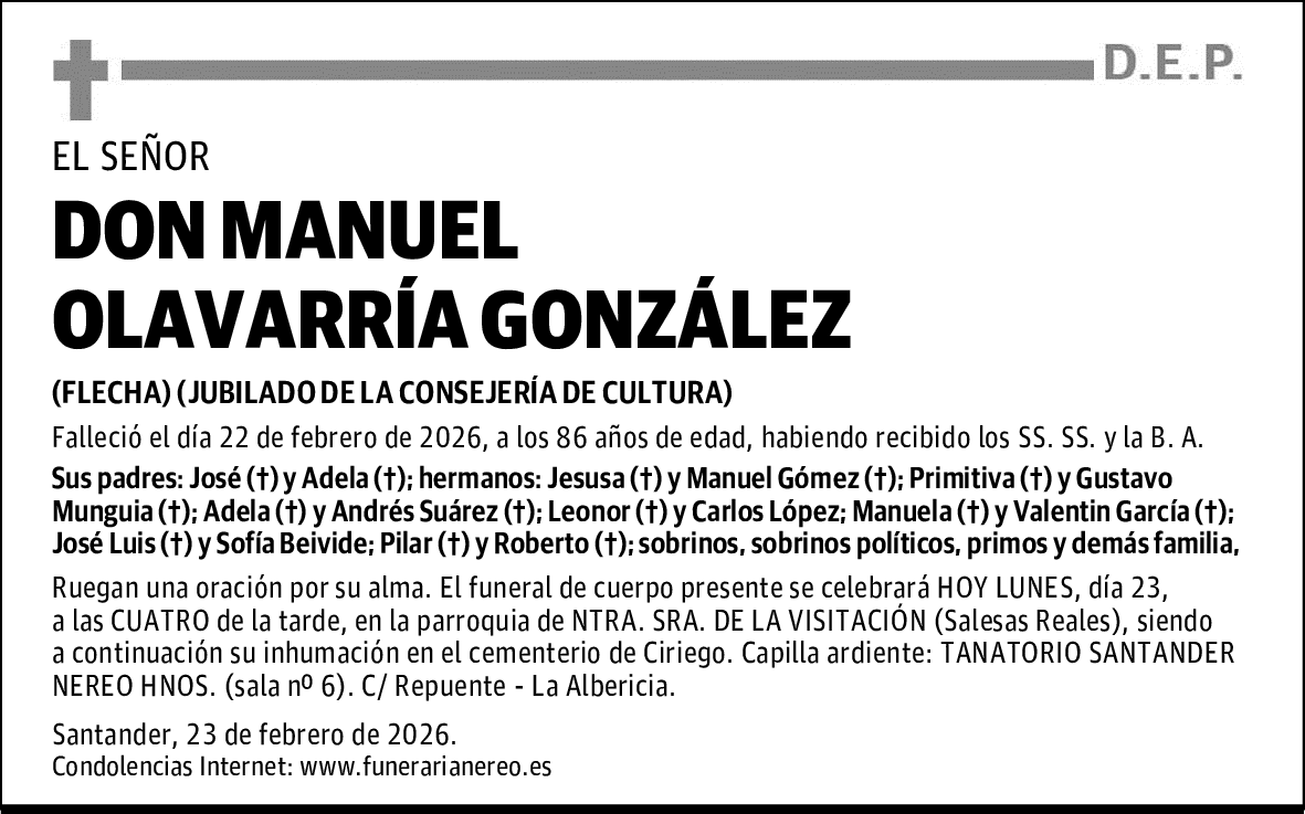 DON MANUEL OLAVARRÍA GONZÁLEZ
