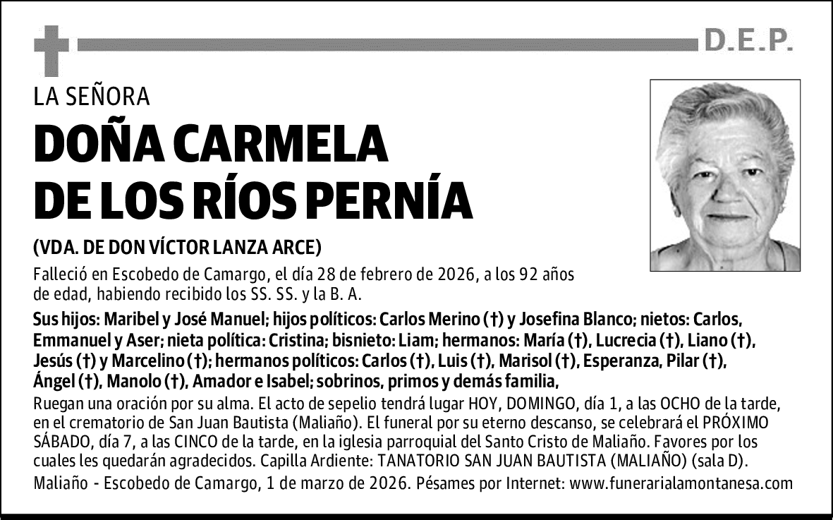 DOÑA CARMELA DE LOS RÍOS PERNÍA