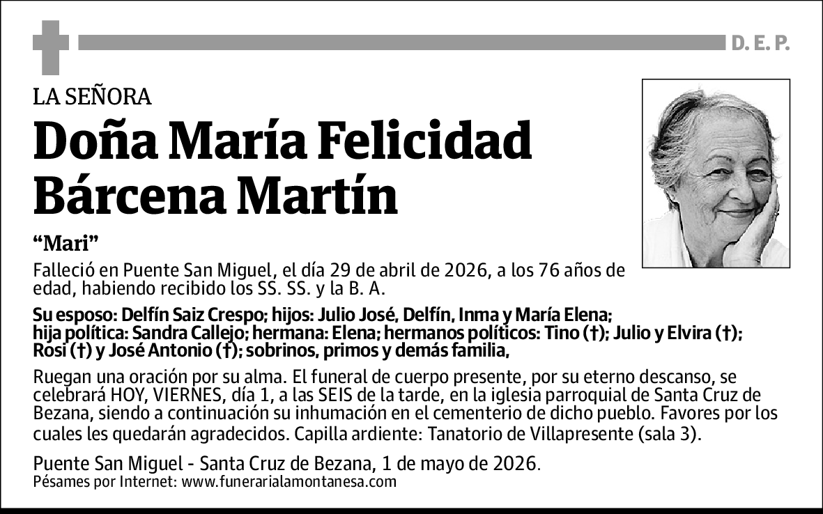 Maria Felicidad Bárcena Martín