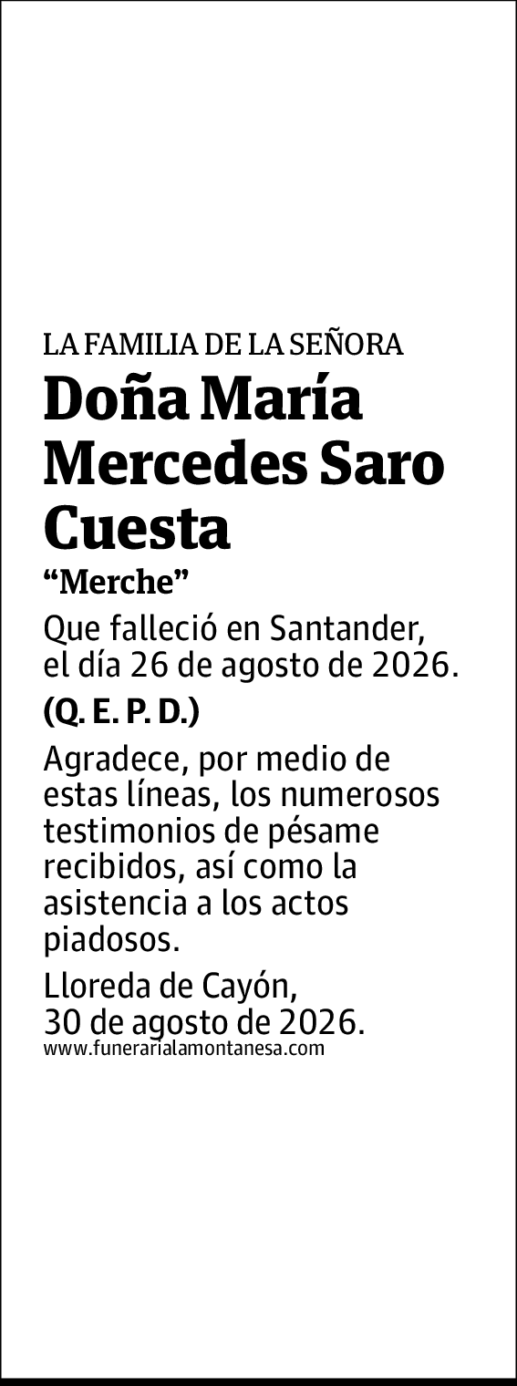 María Mercedes Saro Cuesta